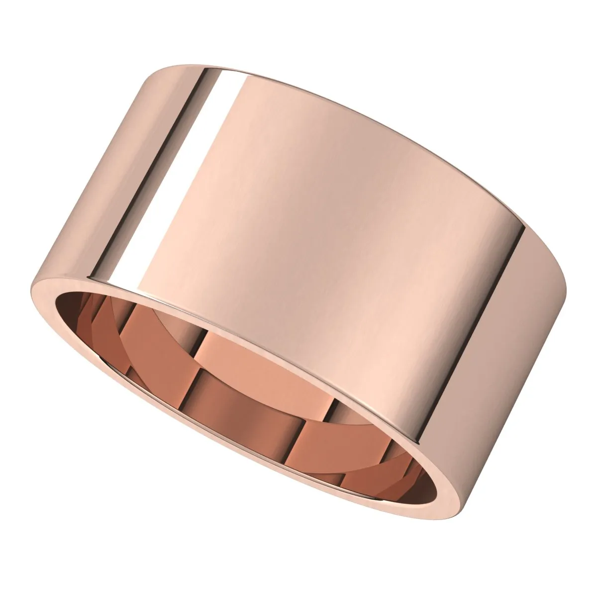 14K Rose Gold 10 mm flat Wedding Band