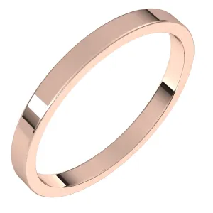 14K Rose Gold 2 mm flat Wedding Band