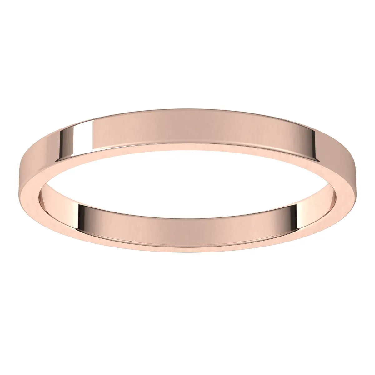 14K Rose Gold 2 mm flat Wedding Band