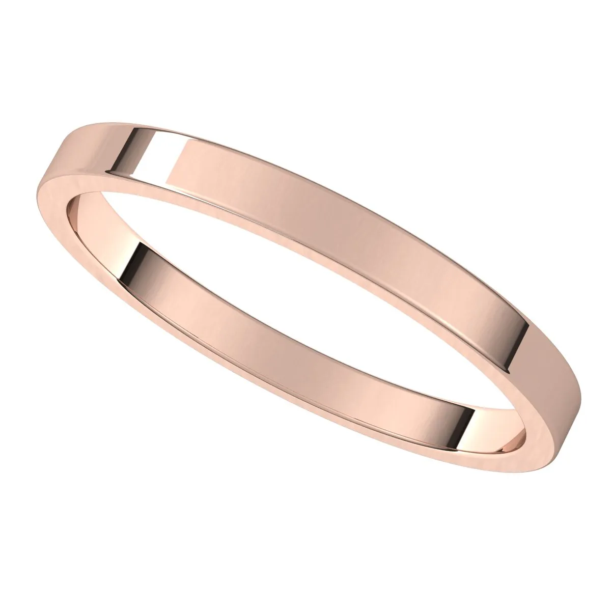 14K Rose Gold 2 mm flat Wedding Band