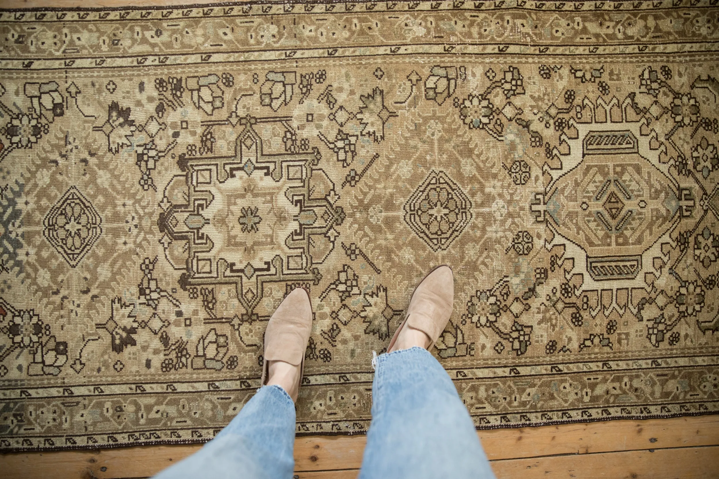 3.5x10.5 Vintage Distressed Karaja Rug Runner
