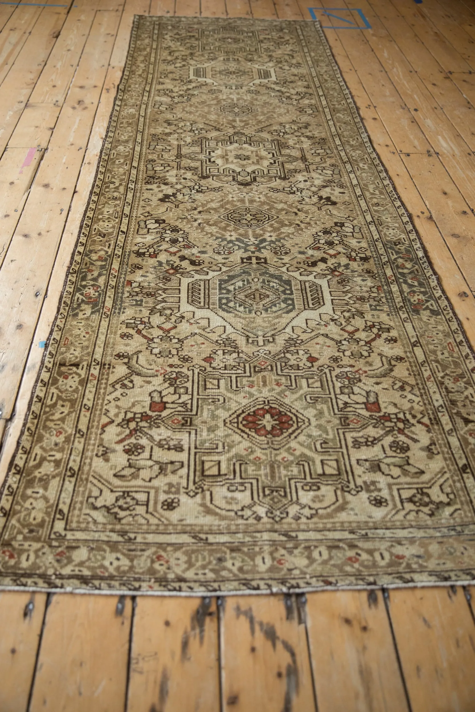 3.5x10.5 Vintage Distressed Karaja Rug Runner