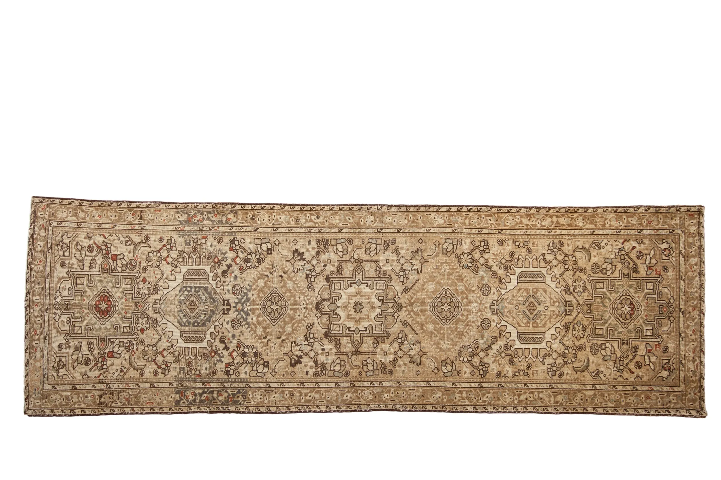 3.5x10.5 Vintage Distressed Karaja Rug Runner