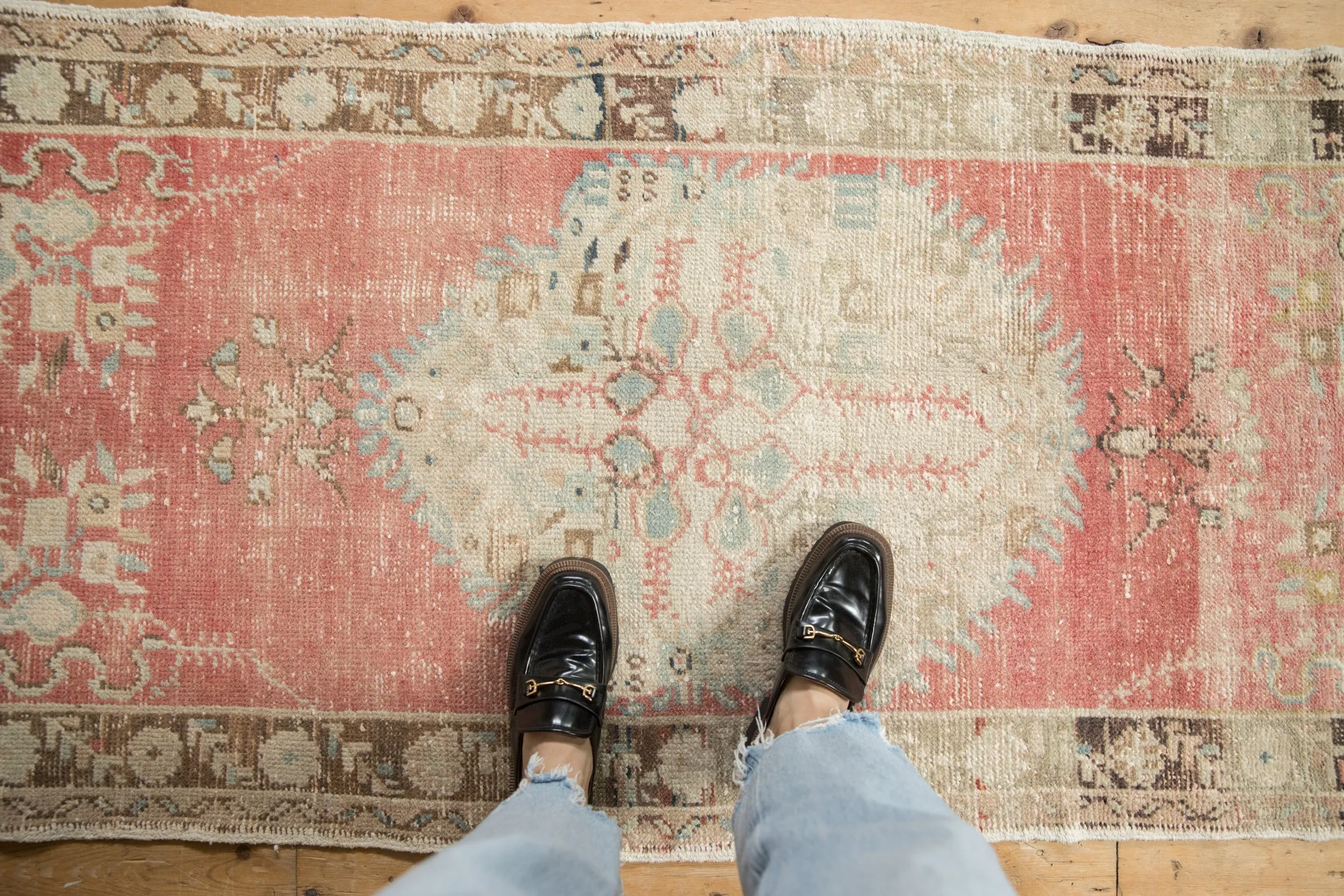 3x6.5 Vintage Distressed Oushak Rug Runner