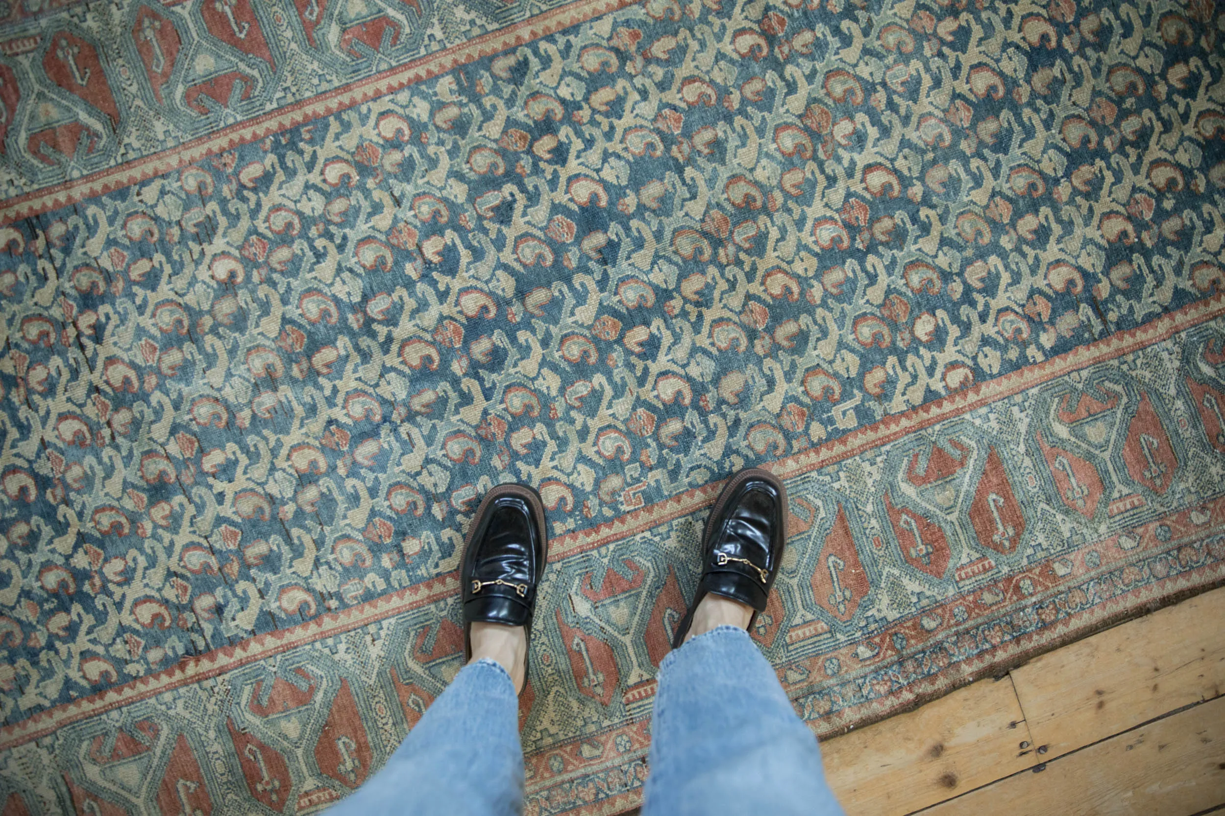 4.5x9 Vintage Fine Distressed Malayer Rug Runner