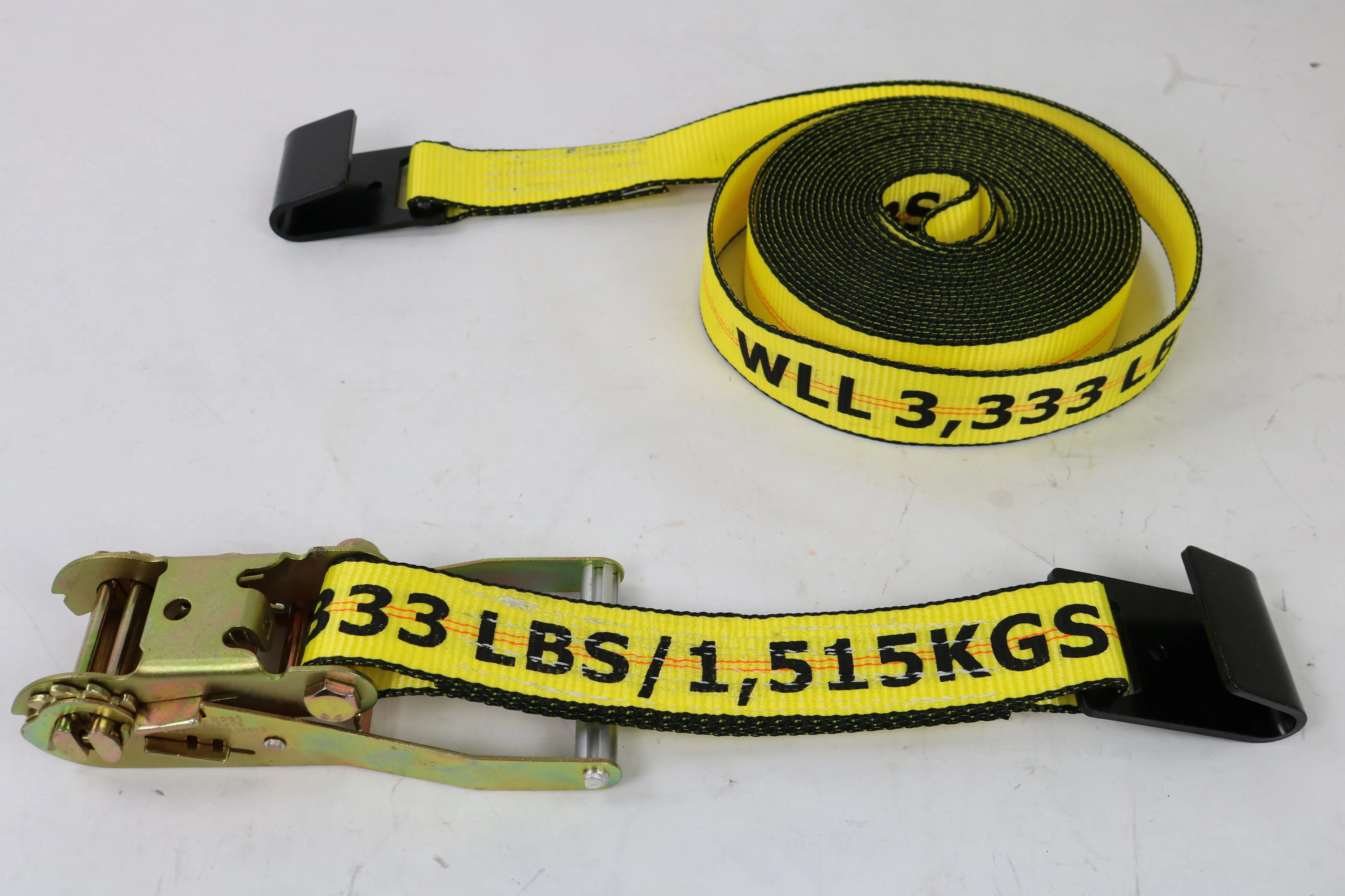 8 Pack Professional Grade BIG YELLOW 2" x 30' Ratchet Strap with Flat Hooks - 3333lb WLL