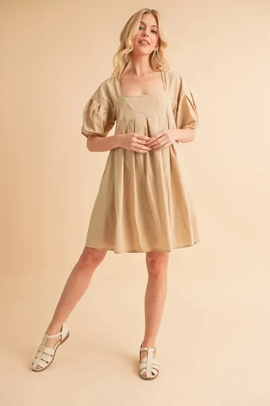 Aemi   Co Square Neck Babydoll Dress with Pockets