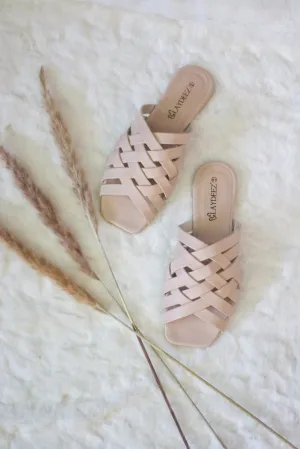 Amara Square Toe Crisscross Sliders