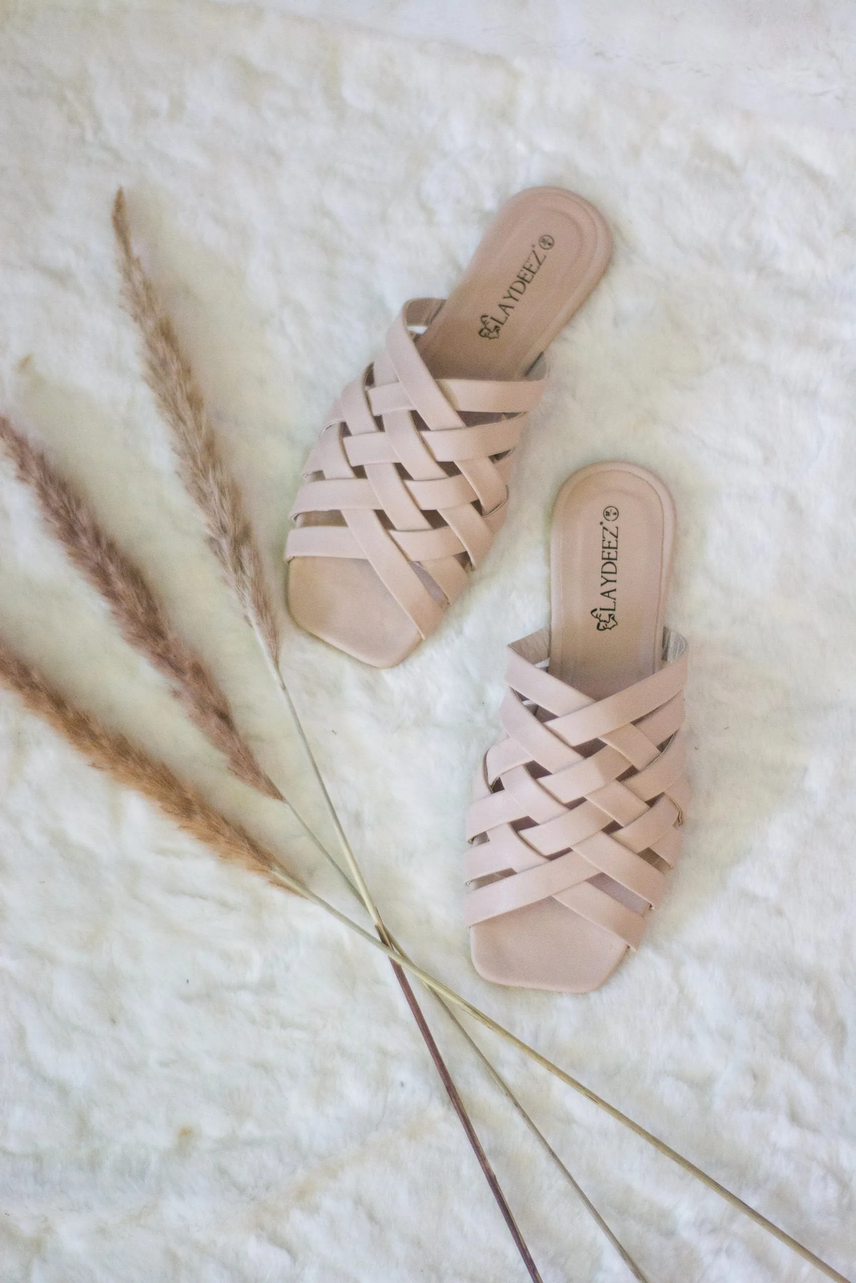 Amara Square Toe Crisscross Sliders