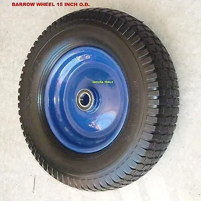 BARROW WHEEL SOLID FLAT FREE ( 16 X 4.50-8 ) DOUBLE HUB-25mm AXLE BORE - NEW.
