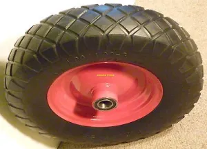 BARROW WHEEL SOLID RUBBER ( 15 X 4.80/4.00-8 ) DOUBLE HUB-25mm AXLE BORE - NEW.