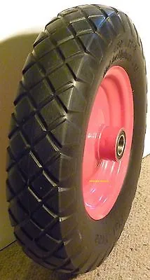 BARROW WHEEL SOLID RUBBER ( 15 X 4.80/4.00-8 ) DOUBLE HUB-25mm AXLE BORE - NEW.