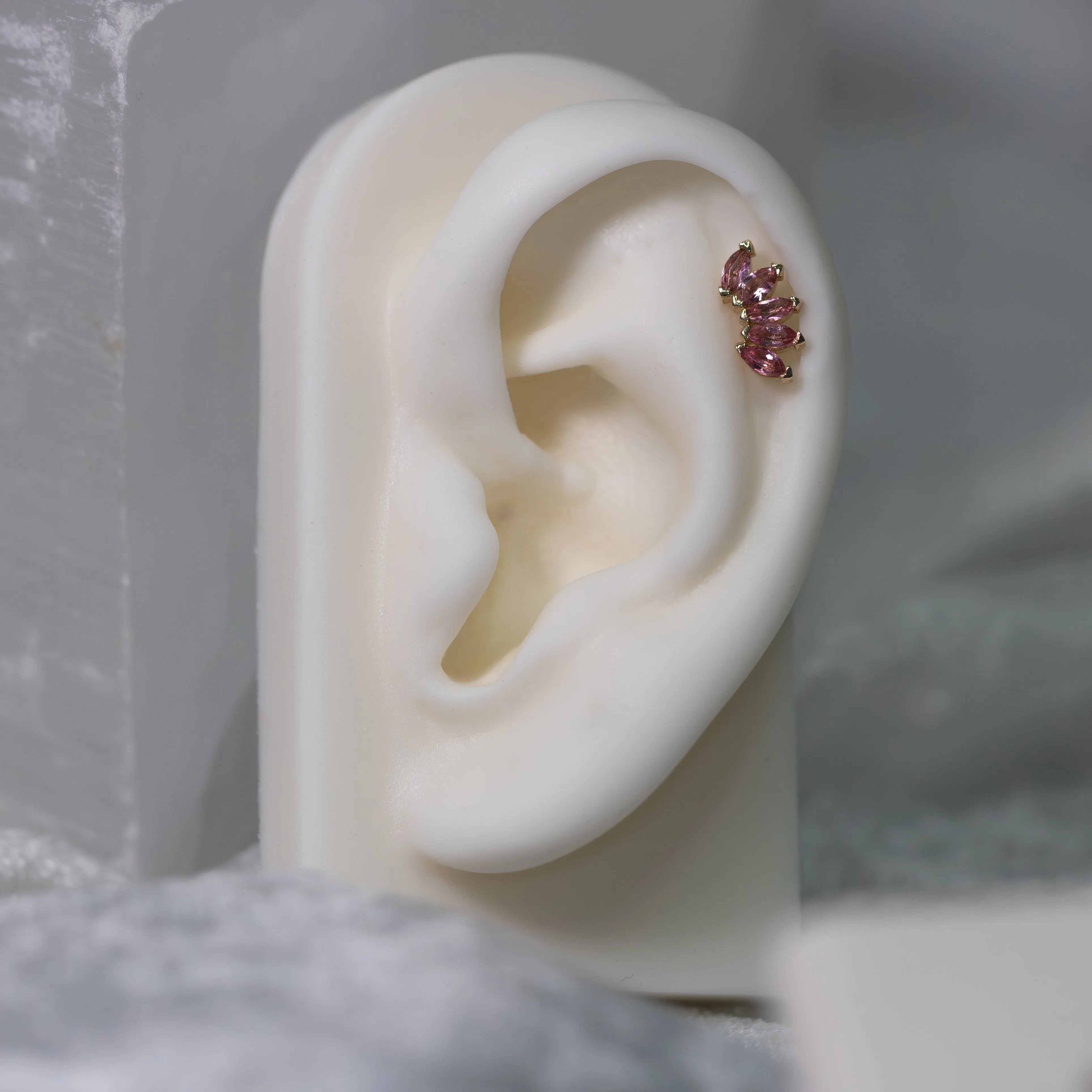 Bella Marquise Fan with Pink Tourmaline Threadless End