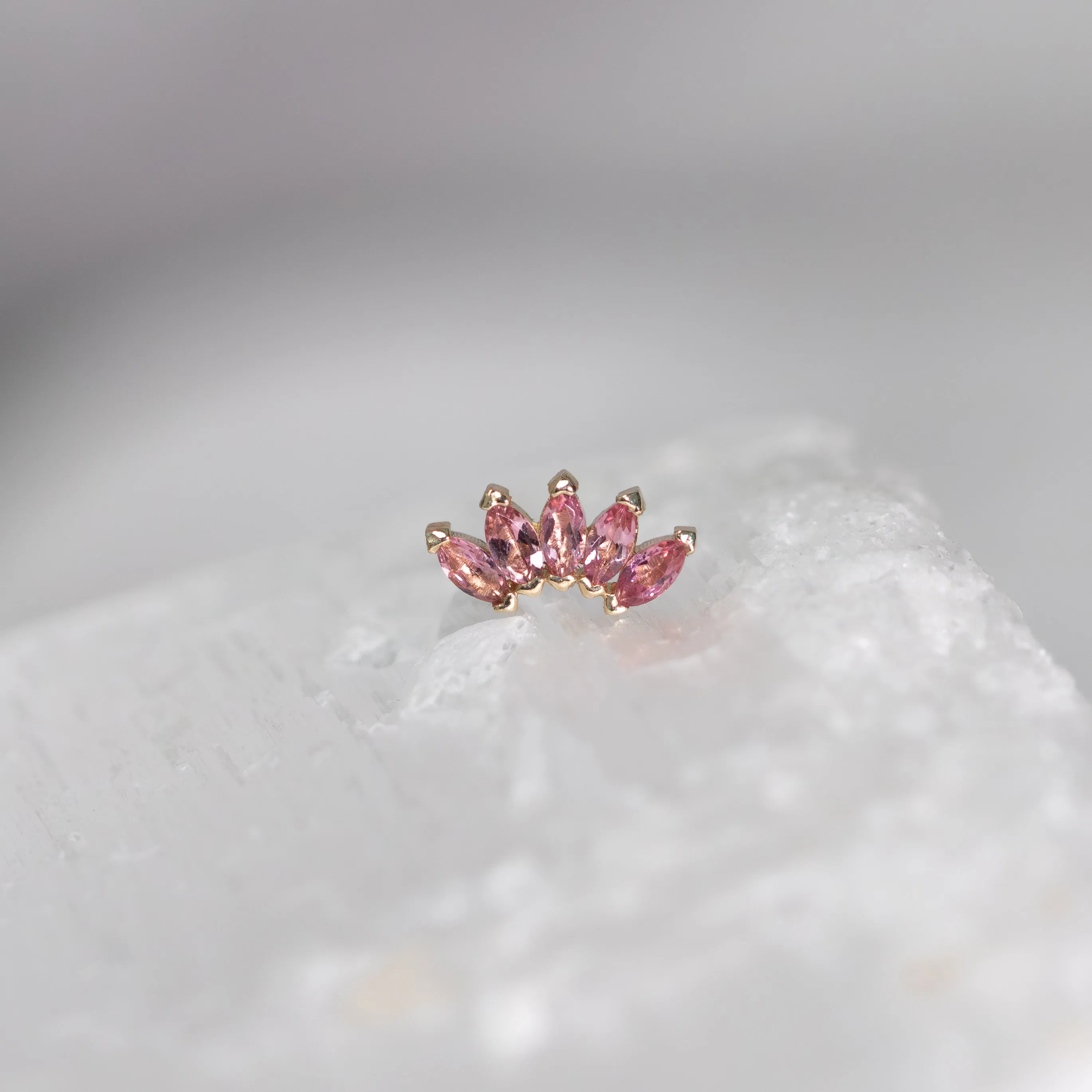 Bella Marquise Fan with Pink Tourmaline Threadless End