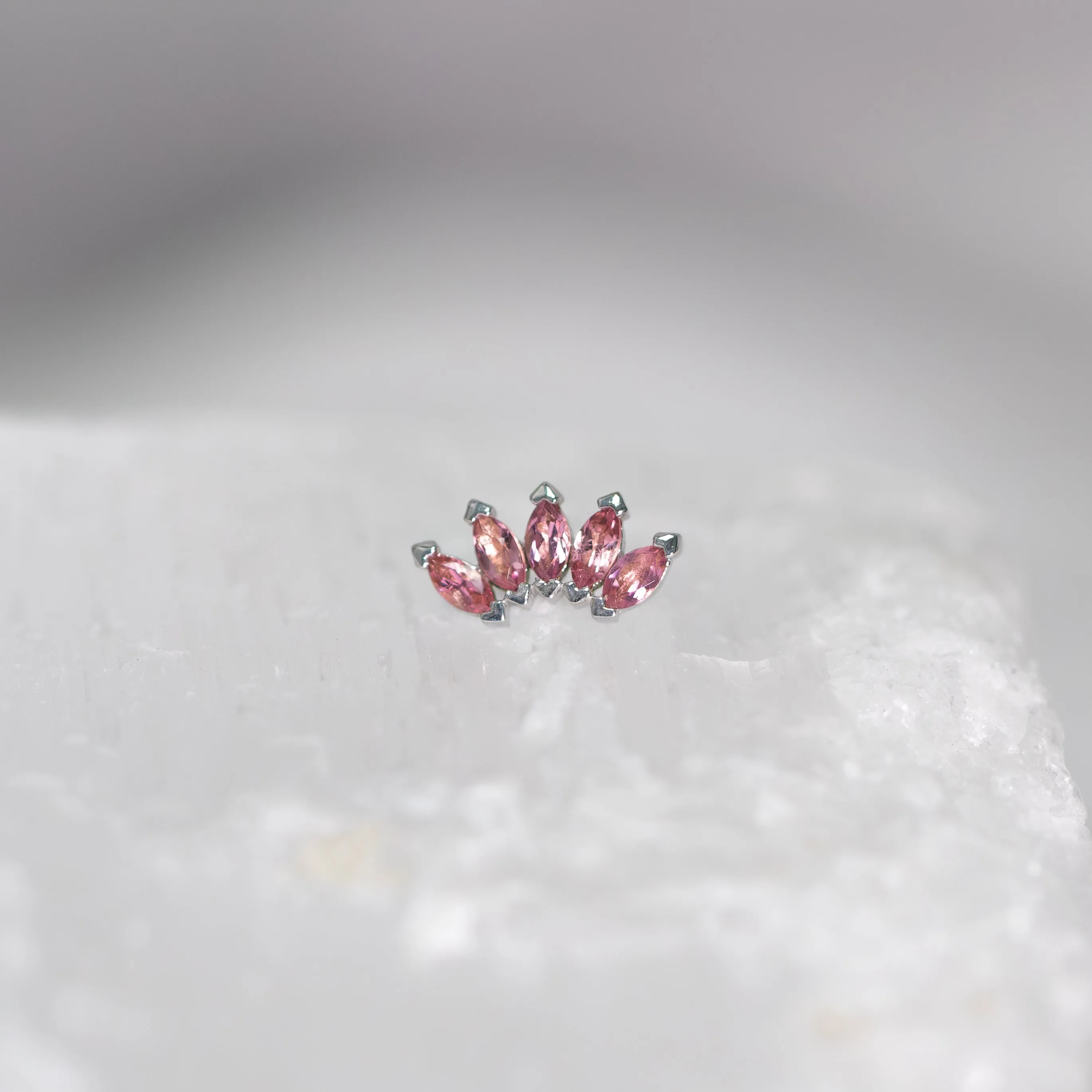 Bella Marquise Fan with Pink Tourmaline Threadless End