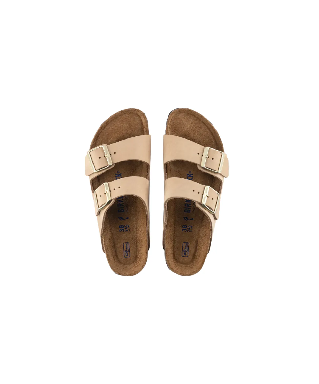 Birkenstock Arizona Nubuck Leather Sandcastle Soft Footbed Sandals