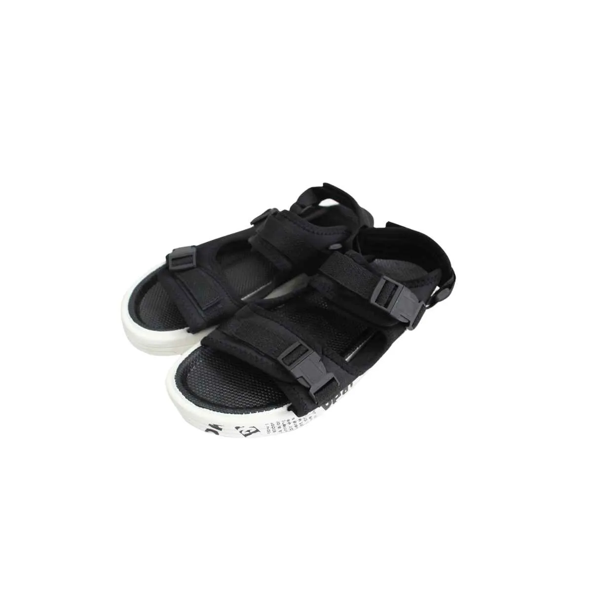 Black & White Dual Strap Sandals