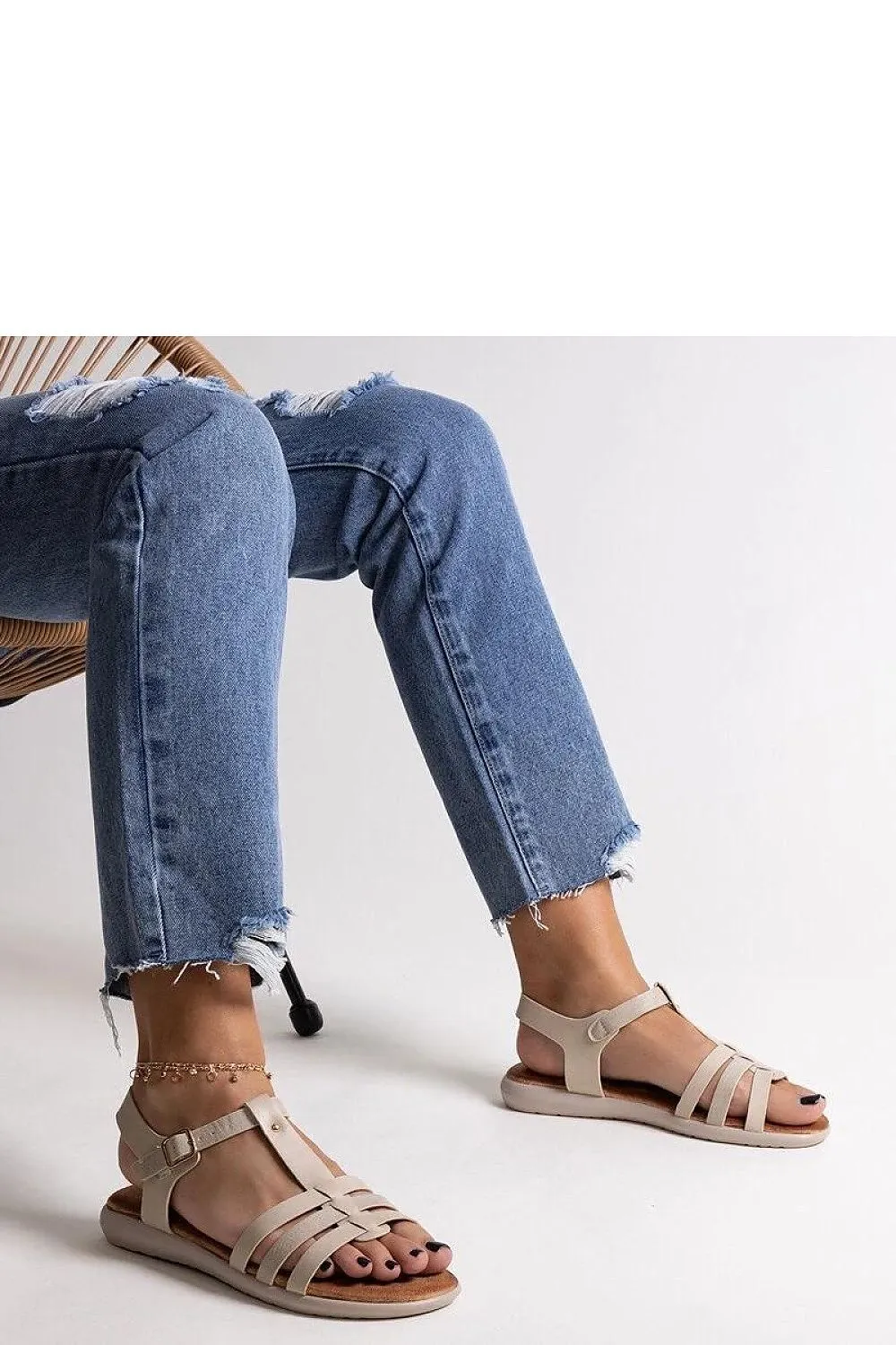 Black eco leather sandals