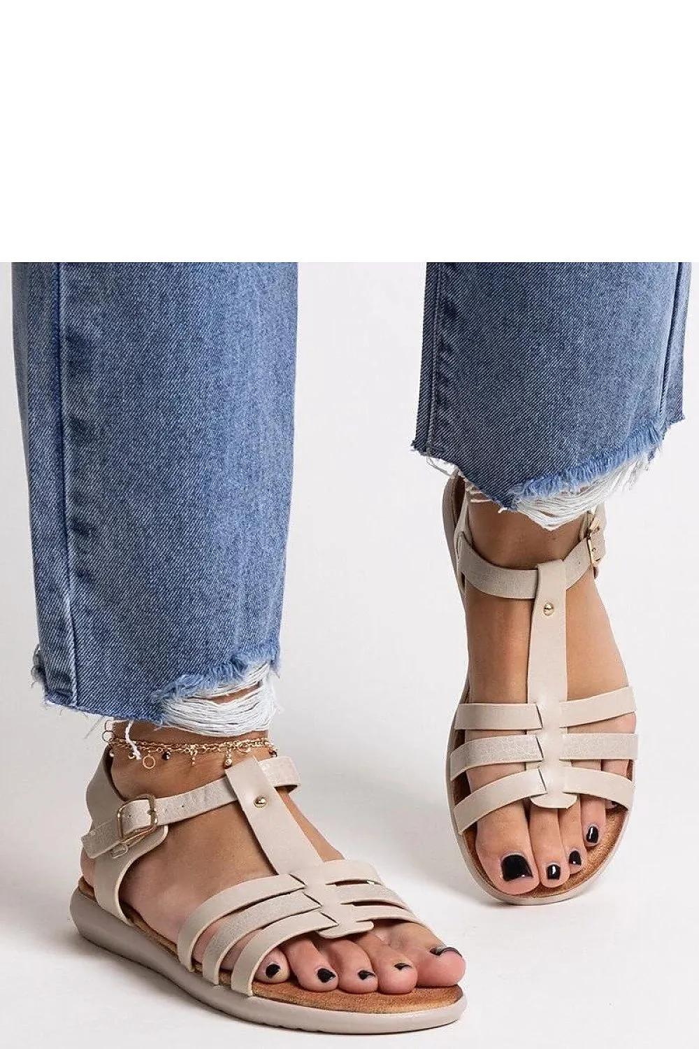 Black eco leather sandals
