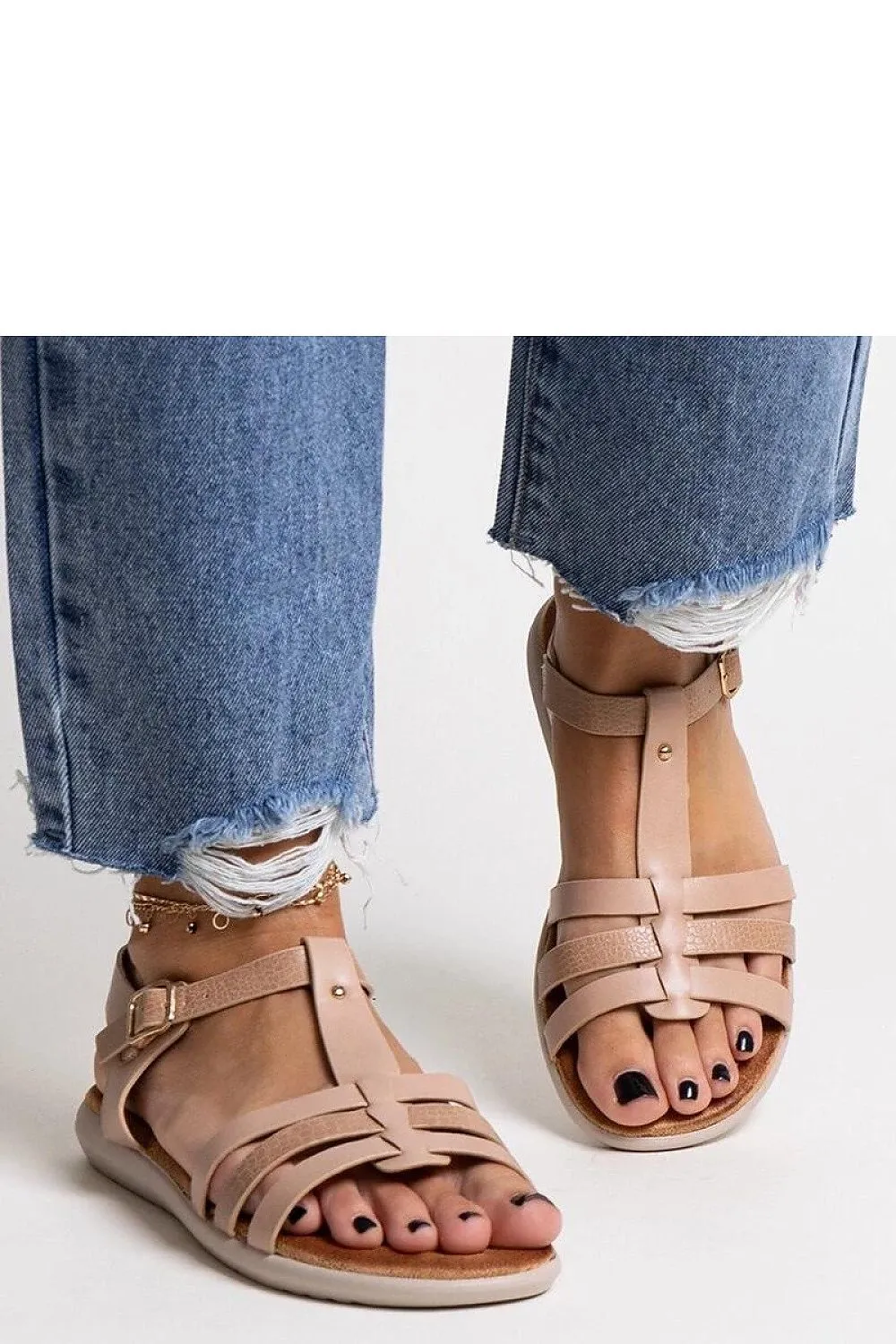 Black eco leather sandals