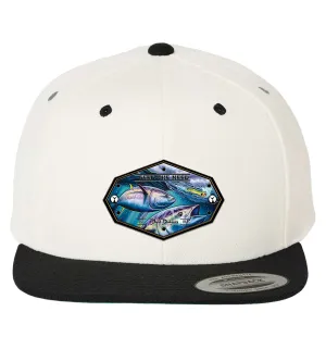 Bluefin Tuna Flat Bill 6 Panel Snap Back Natural Black Hat