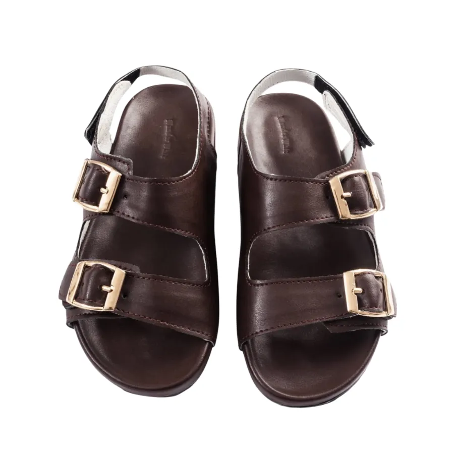 Brown Double-Strap Sandals for Kids