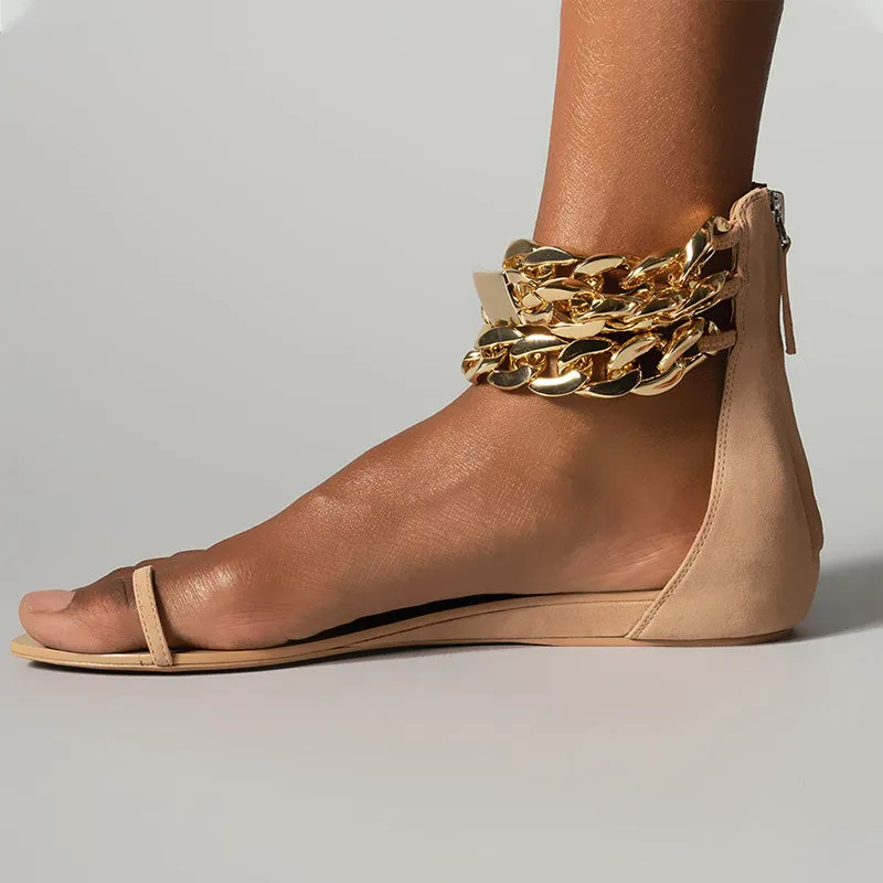 Chains Flat Heel Flat with Sandals
