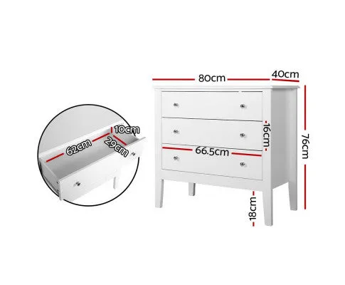 Chest of Drawers Storage Cabinet Bedside Table Dresser Tallboy White