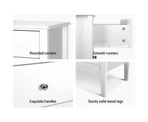 Chest of Drawers Storage Cabinet Bedside Table Dresser Tallboy White
