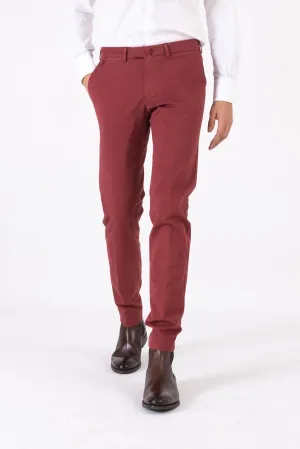 CHINO GABARDINE DE COTON STRETCH ROUGE EPICE - BZV3