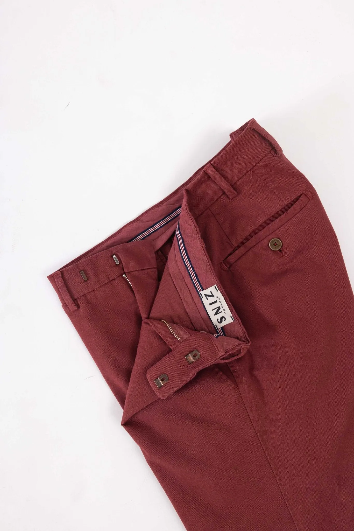 CHINO GABARDINE DE COTON STRETCH ROUGE EPICE - BZV3
