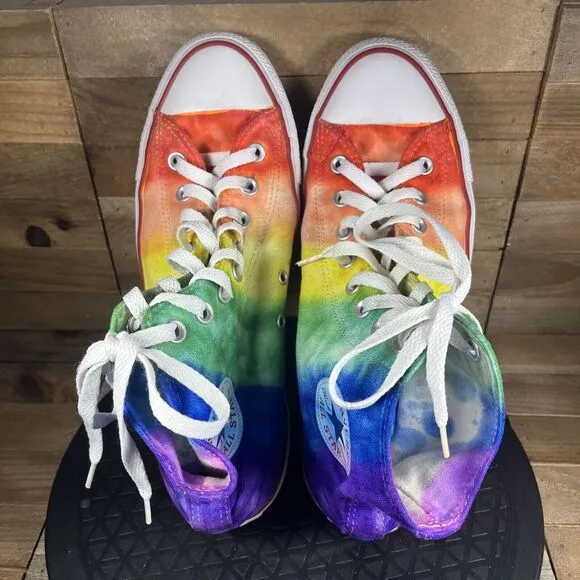 Converse Mens Size 9 Chuck Taylor II All Star Hi Top Sneakers Rainbow Multicolor