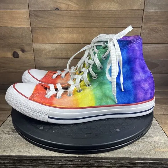 Converse Mens Size 9 Chuck Taylor II All Star Hi Top Sneakers Rainbow Multicolor