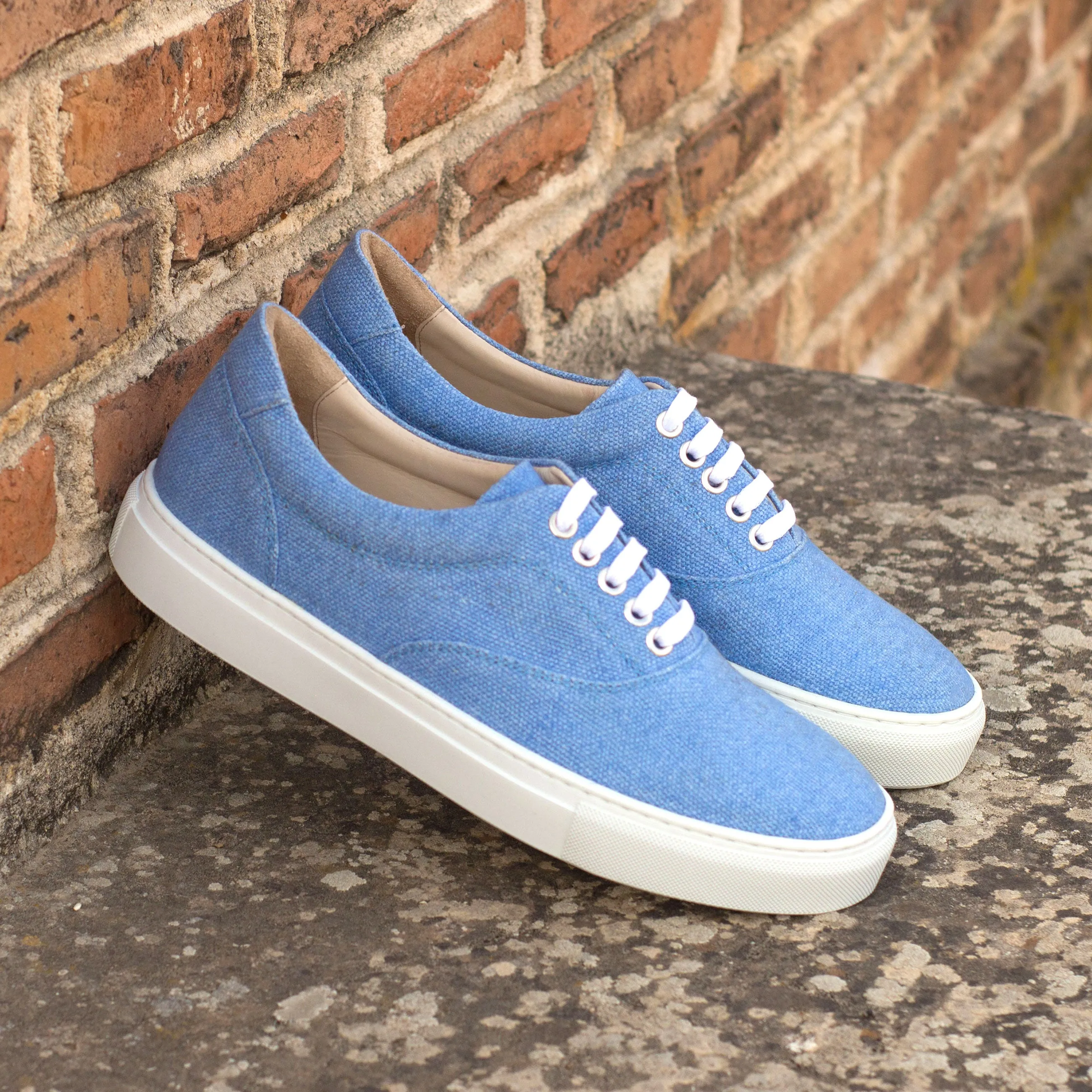 DapperFam Riccardo in Blue Men's Linen Top Sider