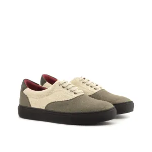 DapperFam Riccardo in Grey / Ice / Grey Men's Linen & Lux Suede Top Sider