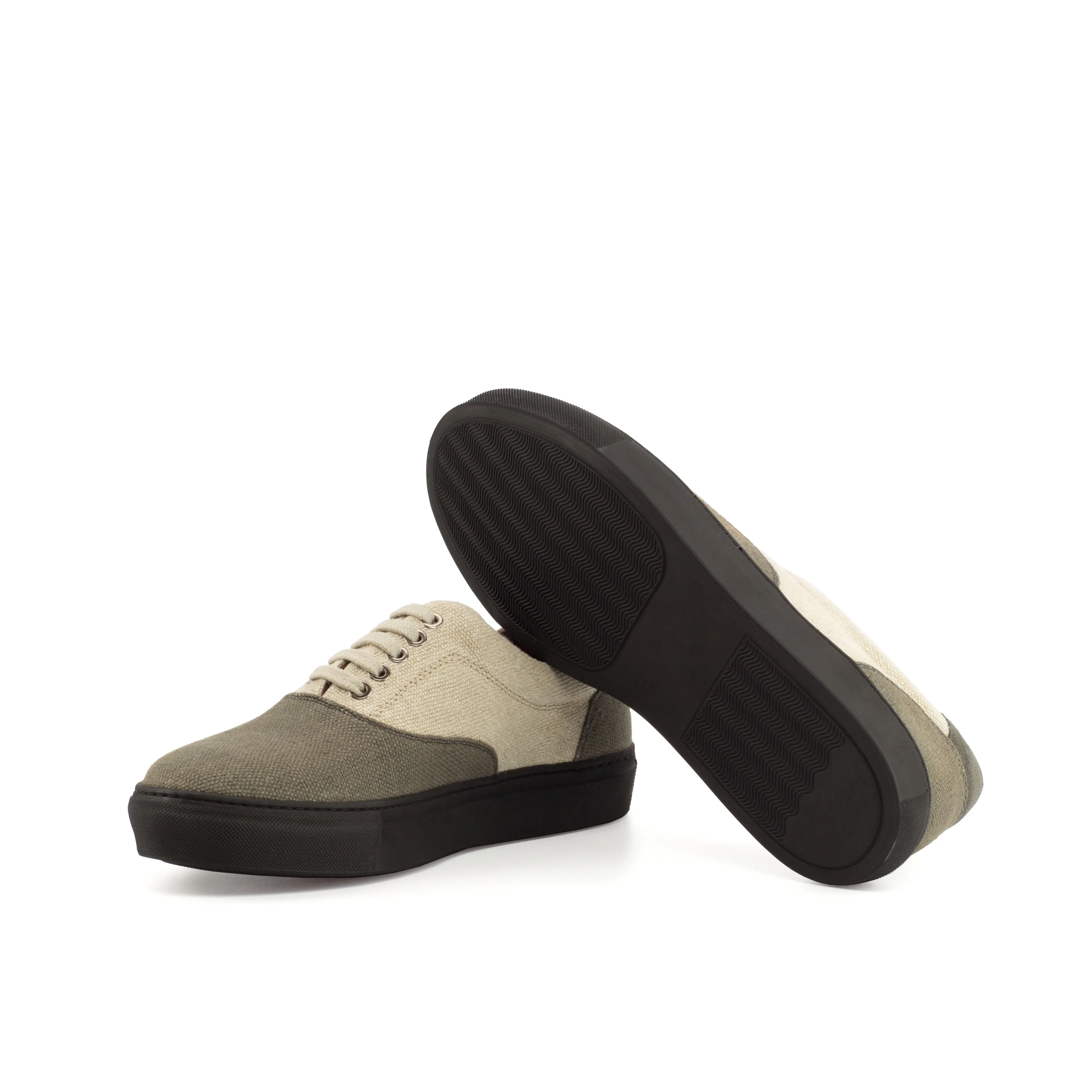 DapperFam Riccardo in Grey / Ice / Grey Men's Linen & Lux Suede Top Sider