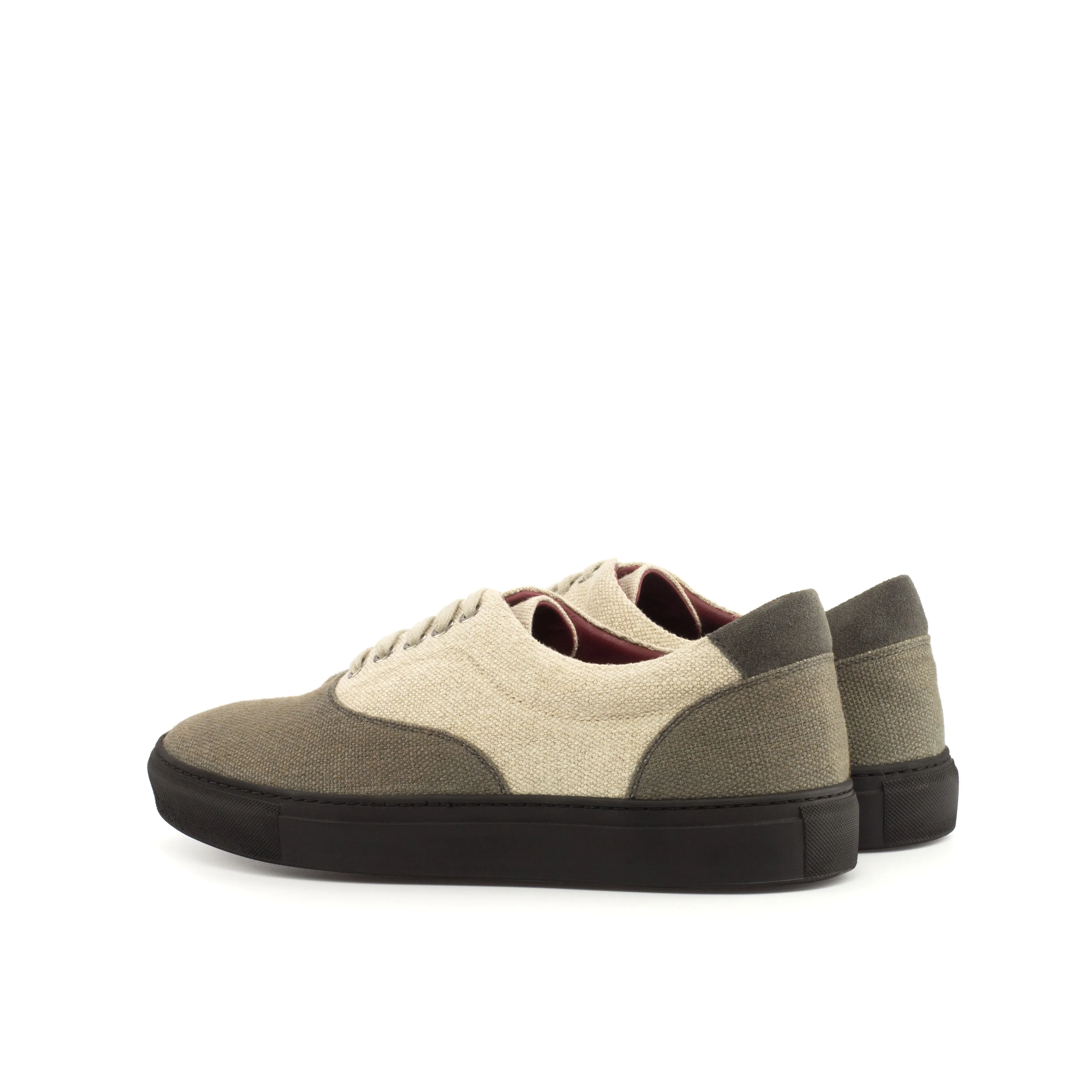 DapperFam Riccardo in Grey / Ice / Grey Men's Linen & Lux Suede Top Sider