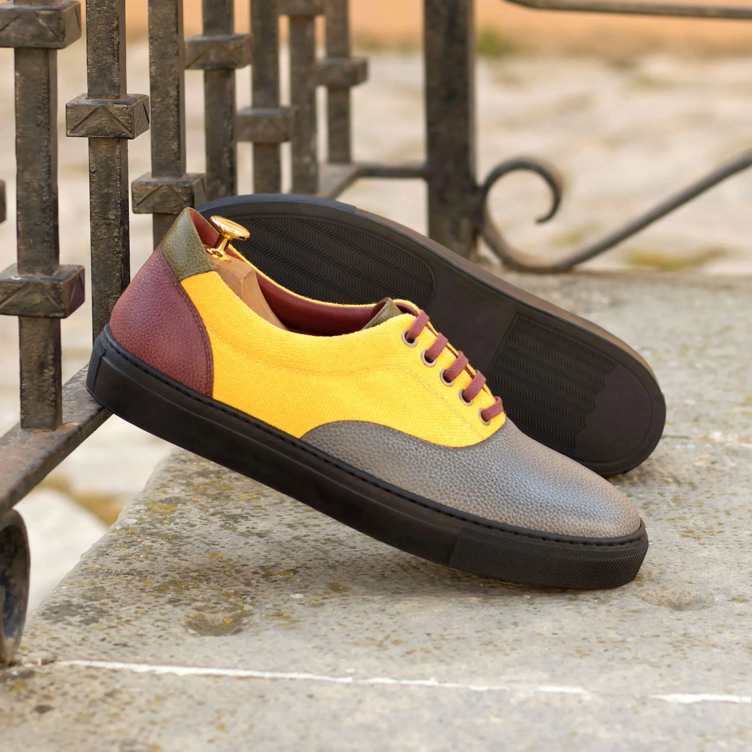 DapperFam Riccardo in Mustard Men's Linen Top Sider