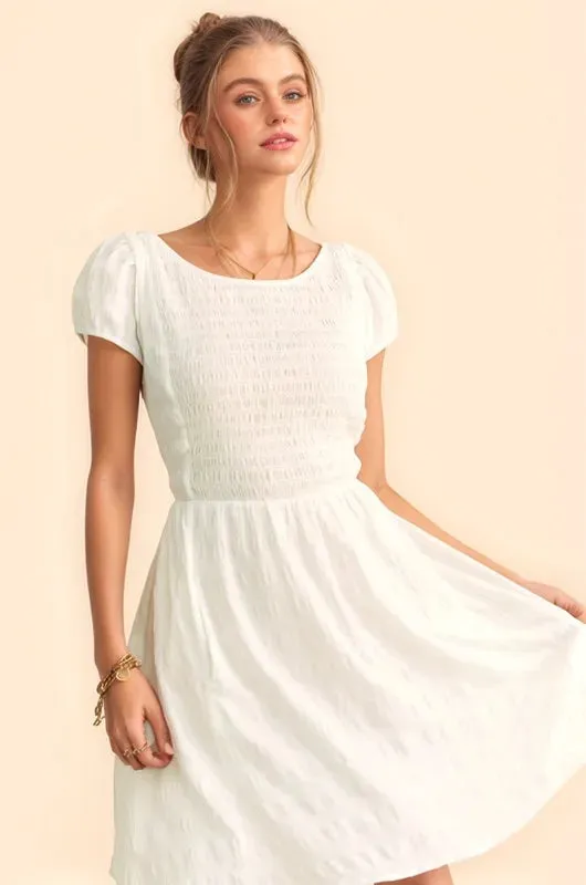 Davi & Dani Crossed Back Short Sleeve Dress with Pockets