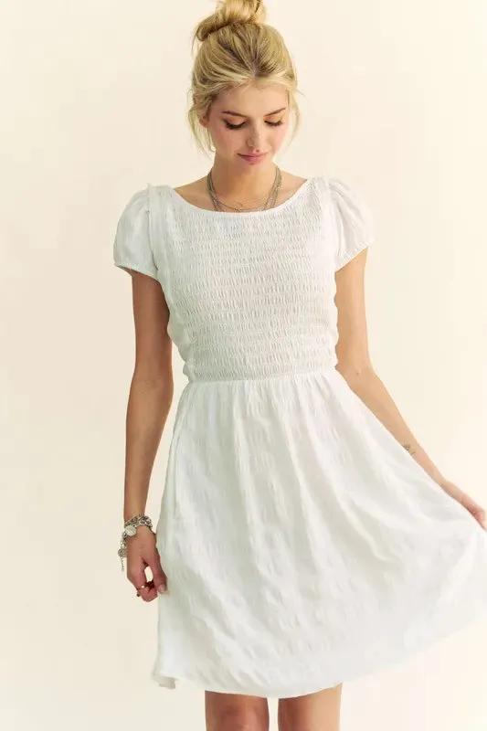 Davi & Dani Crossed Back Short Sleeve Dress with Pockets