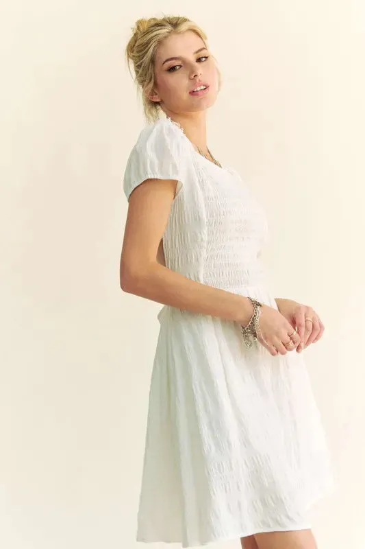 Davi & Dani Crossed Back Short Sleeve Dress with Pockets