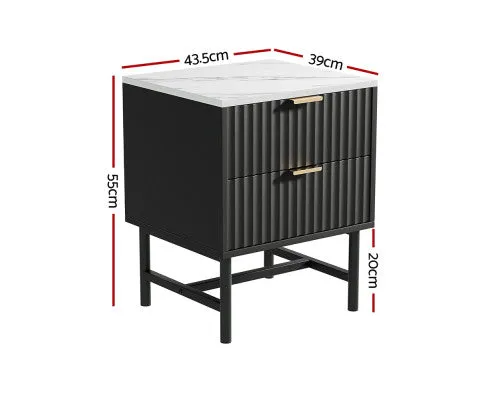 edside Table 2 Drawers - Black