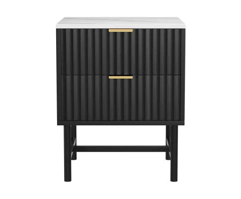 edside Table 2 Drawers - Black
