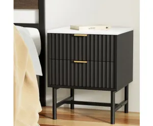 edside Table 2 Drawers - Black