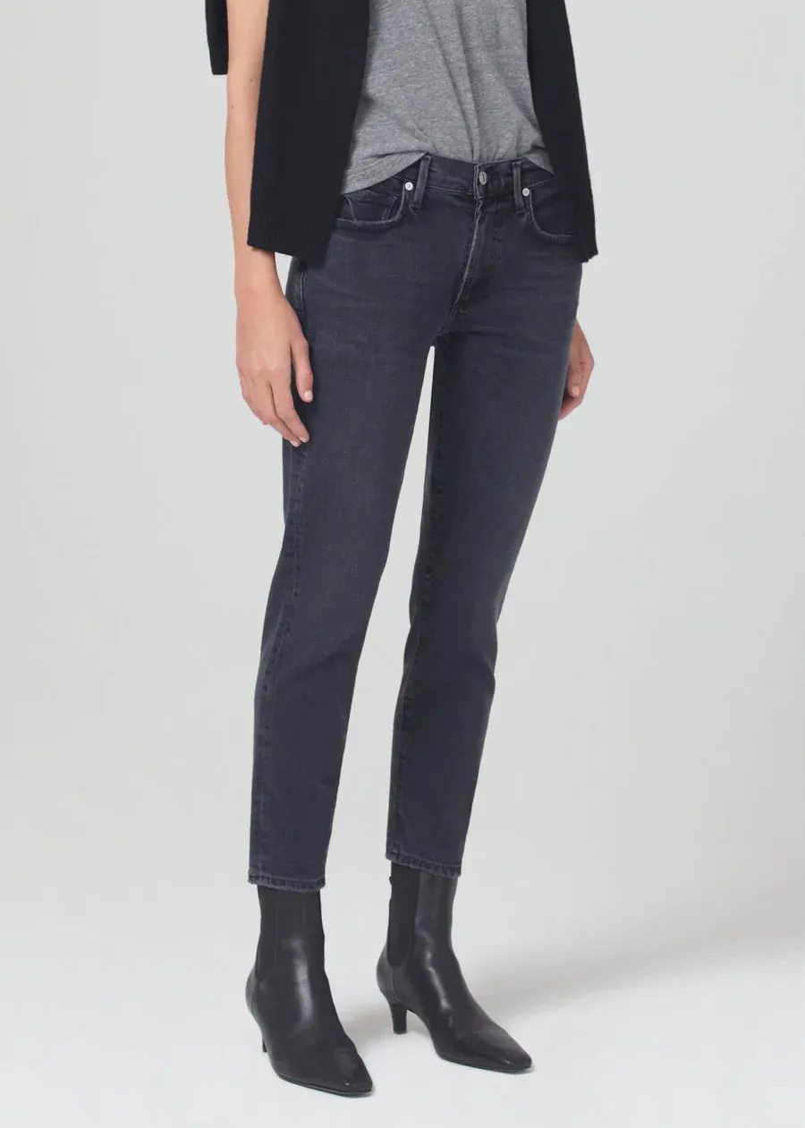 Ella Mid Rise Crop Slim - Film Noir