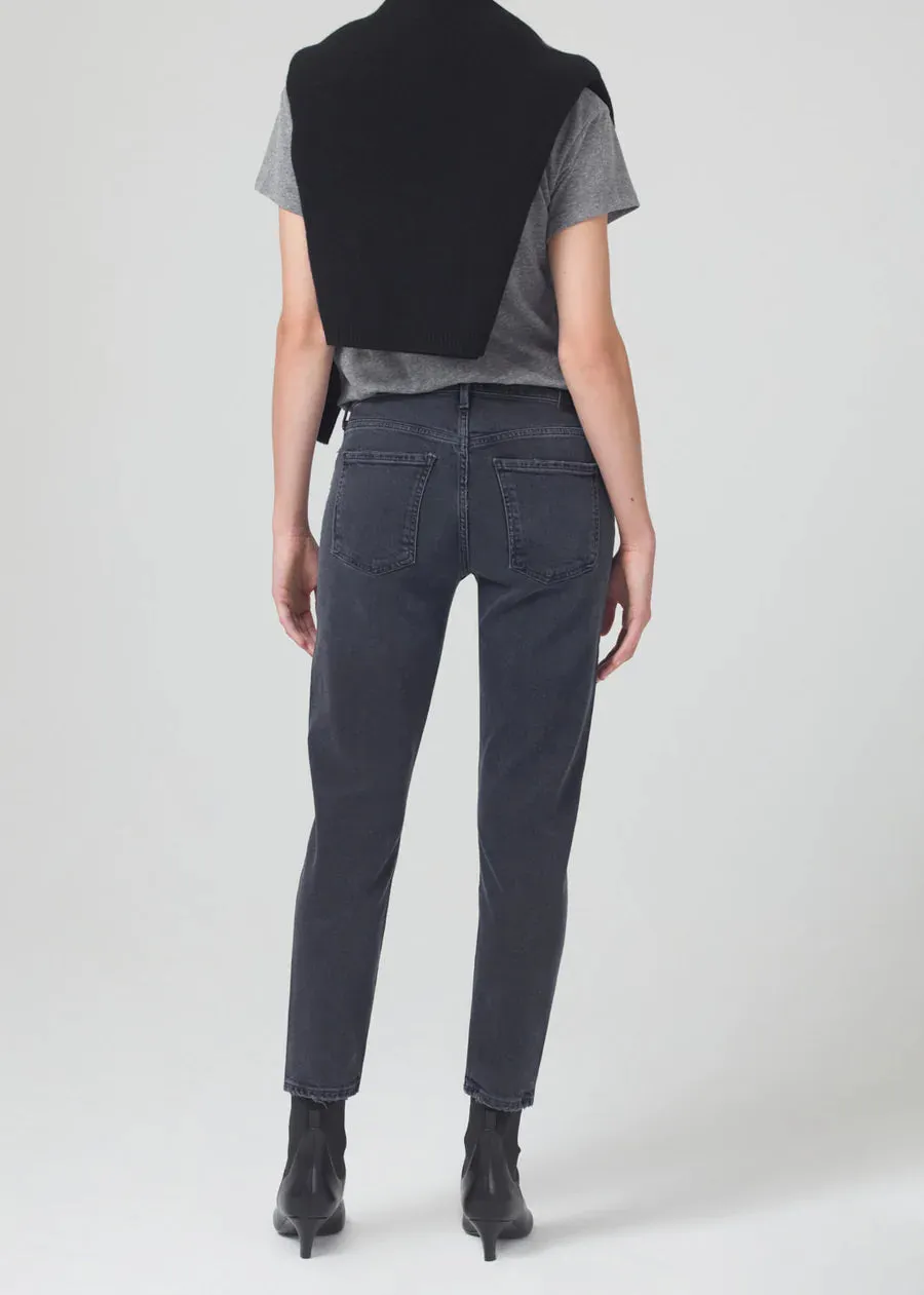 Ella Mid Rise Crop Slim - Film Noir