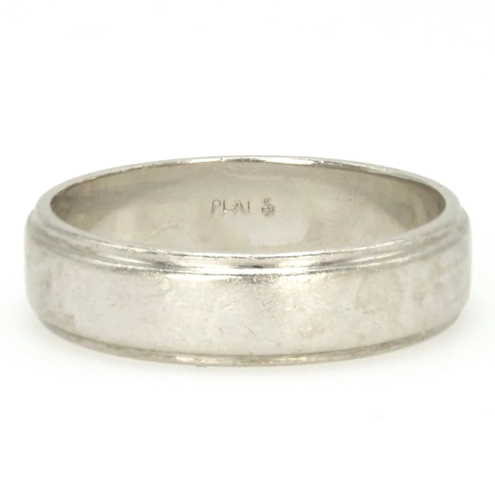 Estate 5 mm Flat Edge Platinum Wedding Band