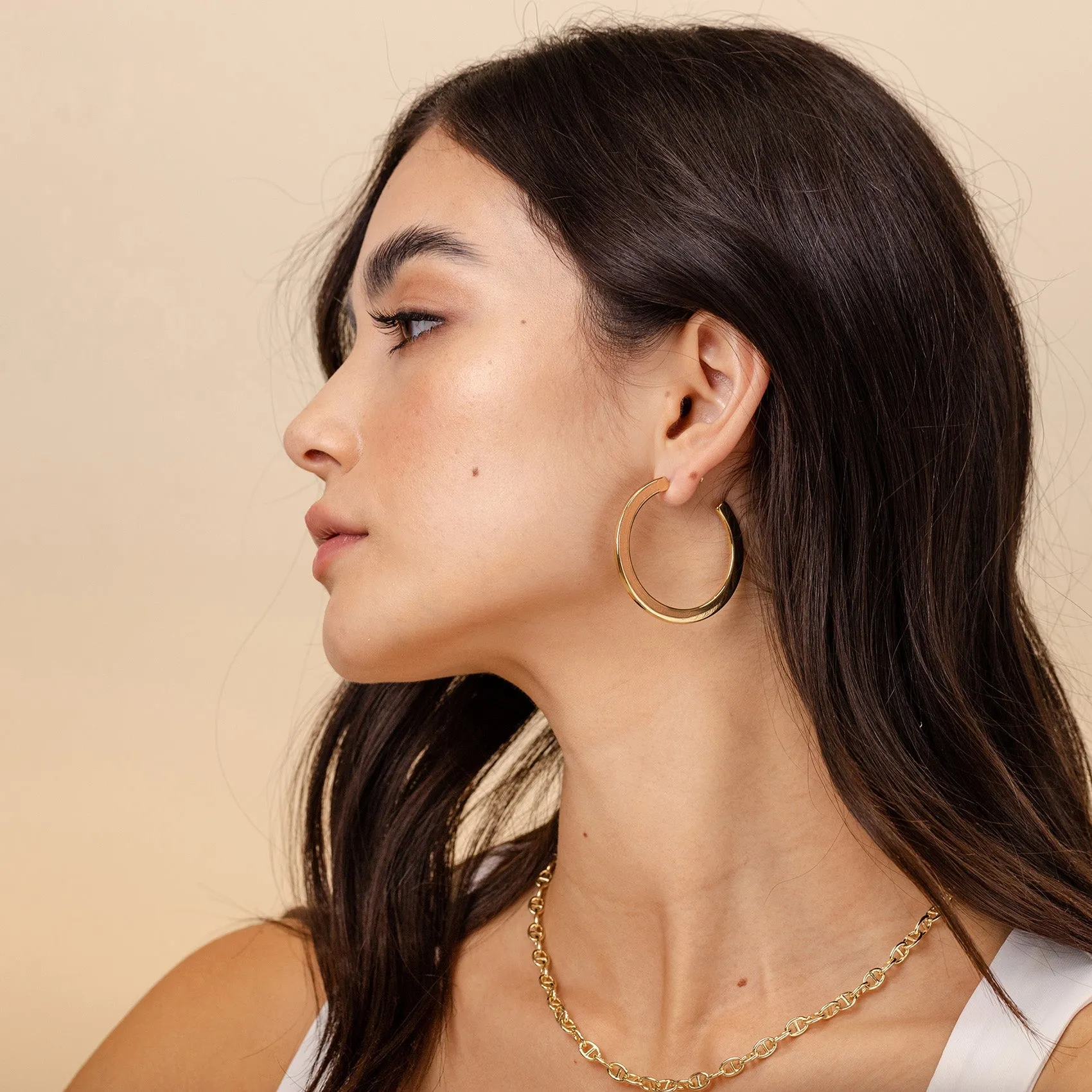 Flat Gold Hoops