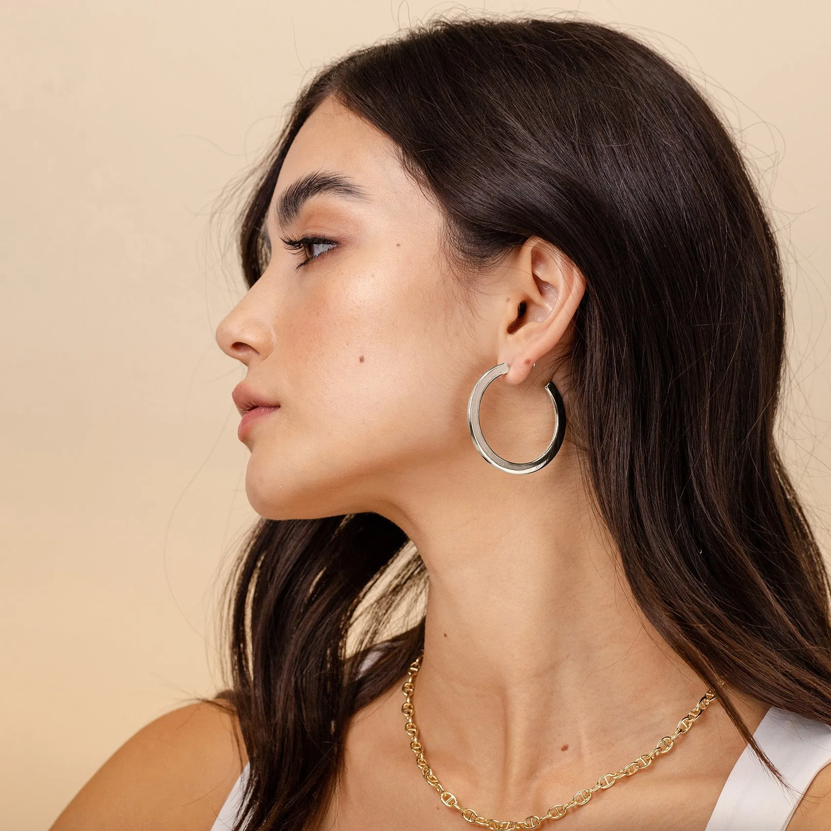 Flat Gold Hoops