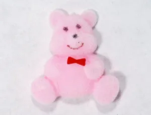 Flocked Miniature Teddy Bears Flat Pink 1.25'' 12pcs